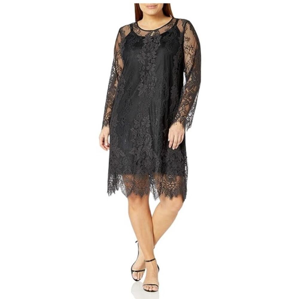 Rebel Wilson x Angels Black Alencon Lace Dress‎ Party Holiday Size 3X